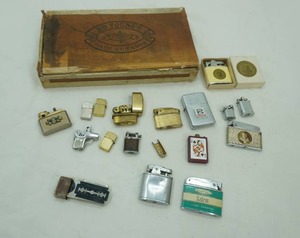 Cigar Box and Vintage cigarette lighters, vintage razor box