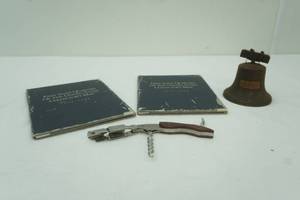 Vintage Bell Coin Bank, State Quarter Books (2ct), wine opener