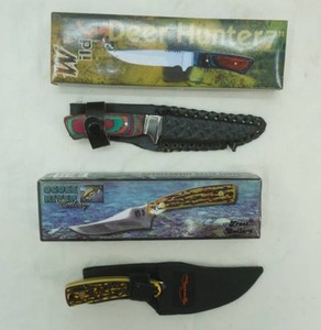 (2ct) Fixed Blade Hunting Knives wsheathes