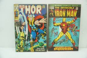 Thor & Ironman 13x19 Wall Art. Vintage Comic Cover Prints on Wood Plaques