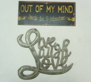 Metal Wall Art Live, Laugh, Love, Out of My Mind Back in 5 Minutes