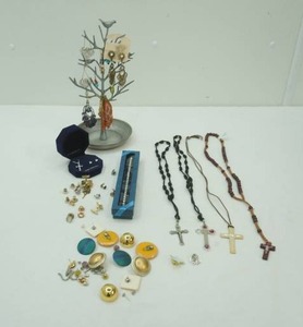 Cross Necklaces, Cubic Zirconia cross necklace and earring set, tennis bracelet, earring tree with earrings