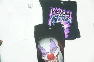 Shirt Lot. Clown 2XL, Marvel Venom Xl, white long sleeve Medium