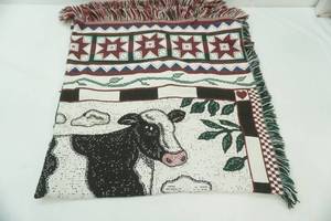 Cow Themed Woven Throw Blanket