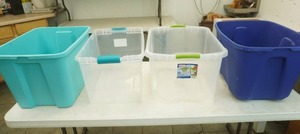 4 large totes, no lids
