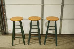 3 Wooden Bar Stools 28.5 tall