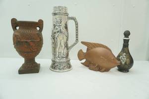 Vintage Ceramic Greek Style Urn Vase, 17 Beer Stein Vase, Ceramic Fish and more