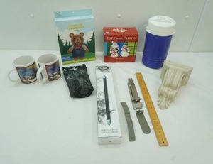 Crochet Bear Kit, Be Merry Salt & pepper shaker set, igloo water cooler, heat elements, electronics cleaning kit