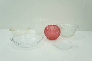 Pressed Glass, Pyrex Pie Plates, Ice Bucket, Clear Glass Fish Pate and more