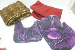 Blankets, Purple Bath Mat Set