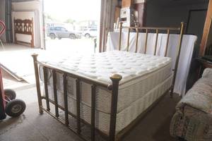 Full Size Mattress Set and Vintage Brass Bed Frame
