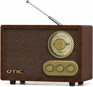 Otic Retro Wood Bluetooth Radio with Built-In Speakers