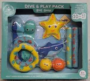 Coconut Grove Dive & Play Pack, Reef Gang Set of 10 Swimming Pool Toy Summer Fun