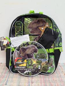 Jurassic World Rebirth 5 Pc Backpack Set Lunch Kit Bottle Pencil Pouch Keychain