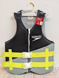 Speedo Adult Life Jacket Vest - BlackLime Green XSS Polyethylene & Polyester Buckle Closure