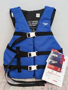 Speedo Adult Life Vest - Blue Chest 30-52 in, Buckle Closure, Polyethylene Material