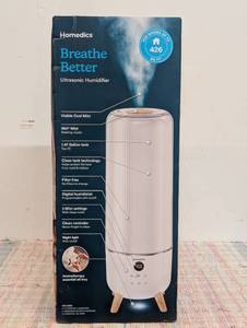 Homedics Cool Mist Ultrasonic Humidifier for Bedroom, Large Room Humidifier, Top-Fill 1.47-Gal Tank, Essential Oil Pads, Built-In Timer, 3 Mist Settings,