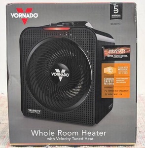 Vornado Velocity 4 Whole Room Vortex Indoor Heater Portable Electric Space Heater with Adjustable Thermostat, 1500W, Black