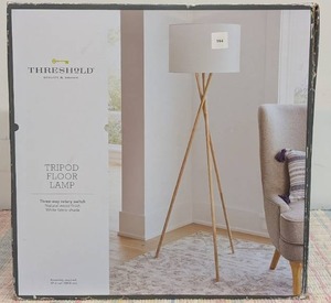 59x18.5 Modern Tripod Floor Lamp Natural - Threshold Linen Shade, Metal Body, ETL Listed, 3-Way Switch