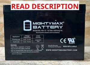 MightyMax Battery Model ML100-12 Msrp $169.99