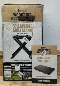 Ninja WoodFire Accessories Collapsible Grill Stand, Attachable Side Table Msrp $189.99