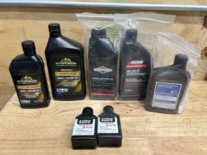 assorted small engine oils (lot of 7)