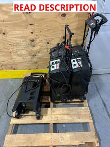 Pallet of Schumacher heavy-duty wheeled battery chargers and engine starters (untested sold as is)