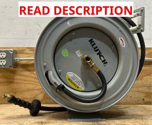 Klutch Auto-Rewind Air Hose Reel with 12in. x 50ft. Rubber Hose, 300 PSI #73429 Msrp $149.99