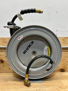 Klutch Auto-Rewind Air Hose Reel with 12in. x 50ft. Rubber Hose, 300 PSI
