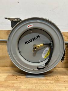 Klutch Auto-Rewind Air Hose Reel with 38in. x 50ft. Rubber Hose, 300 PSI