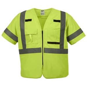 SmallMedium Yellow Class 3 High Visibility Safety Vest with 10-Pockets and Sleeves