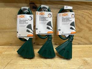 HDX- 2ft IndoorOutdoor Multi-Outlet Extension Cord (lot of 3)