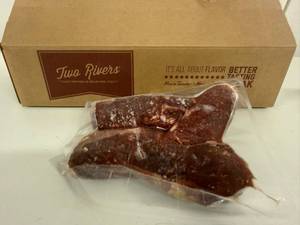 D. 10.10lbs Two Rivers Beef Ribeye Roll Steaks-Vaccum Sealed 3-4 Steaks Per Package-3-4 Packages per Case.