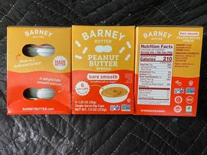 VT 2 - Barney Butter Peanut Butter Spread Bare Smooth - 6 Dip Cups per Box (Lot of 3)