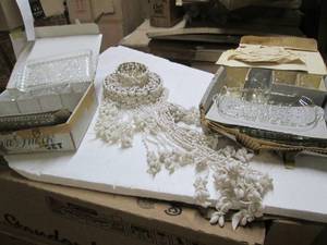Shell chime and glass serving ware...