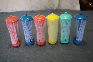 Plastic straws with caddies 80ct pe...