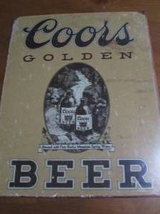 New Coors Golden metal sign, measures 12 x 16