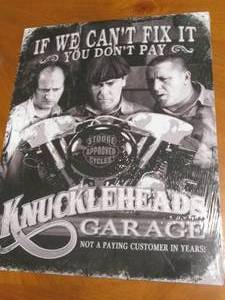 New Knuckleheads Garage metal sign, measures 12 x 16