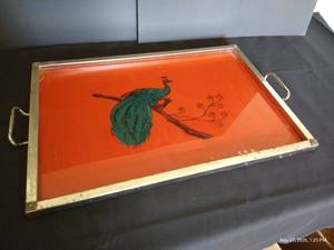 Metal Art Deco Peacock Sevice Tray