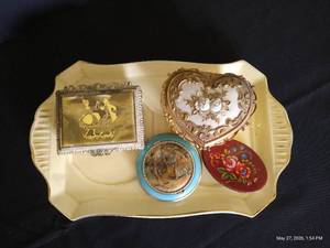 Vintage Trinket Boxes on Platter