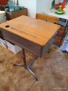 Vintage School Desk w Inkwell