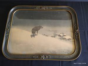Lone Wolf Antique Print in Wood Frame