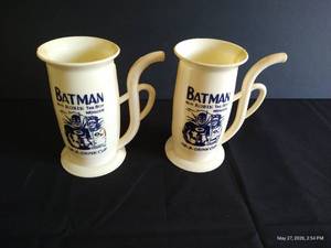 1960s Batman Plastic Sippy Cups w Straw Handles