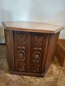 Vintage Wood Octagon Storage Table