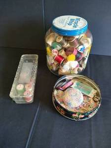 Wood Spools, Tin & Sewing Notions