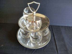 Dorothy Thorpe Silver Rimmed Glasses & Misc. Tray