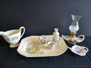 Tiny China Lot w Homer Laughlin April Creamer, Lamp, Etc