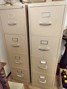 (2) Tall Tan Filing Cabinets 52 Tall