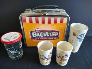 Vintage Lunch Box, Cups & Juice Cup w Lid
