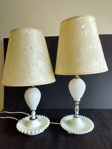 (2) Hobnail Milk Glass Lamps